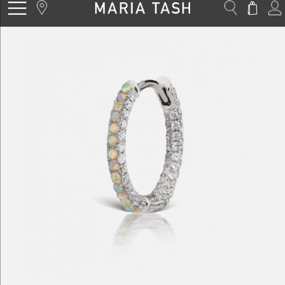 Maria Tash 9.5mm opal and diamond pave ring (bottom hinge)